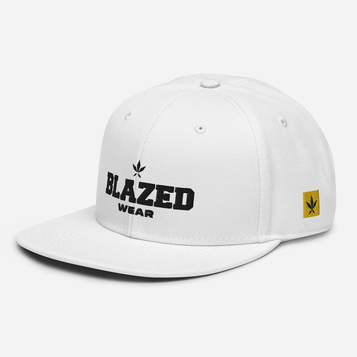 Blazed Leaf Snapback Hat - White/Gold - Blazed Wear