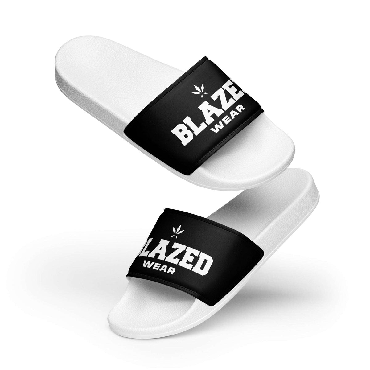 Blazed Wear Classic Logo Slides - Black on White - Blazed Wear