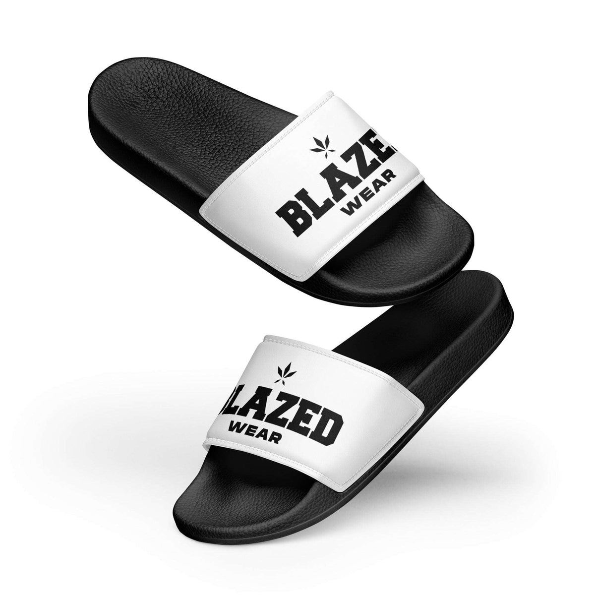 Blazed Wear Classic Logo Slides - White on Black - Blazed Wear