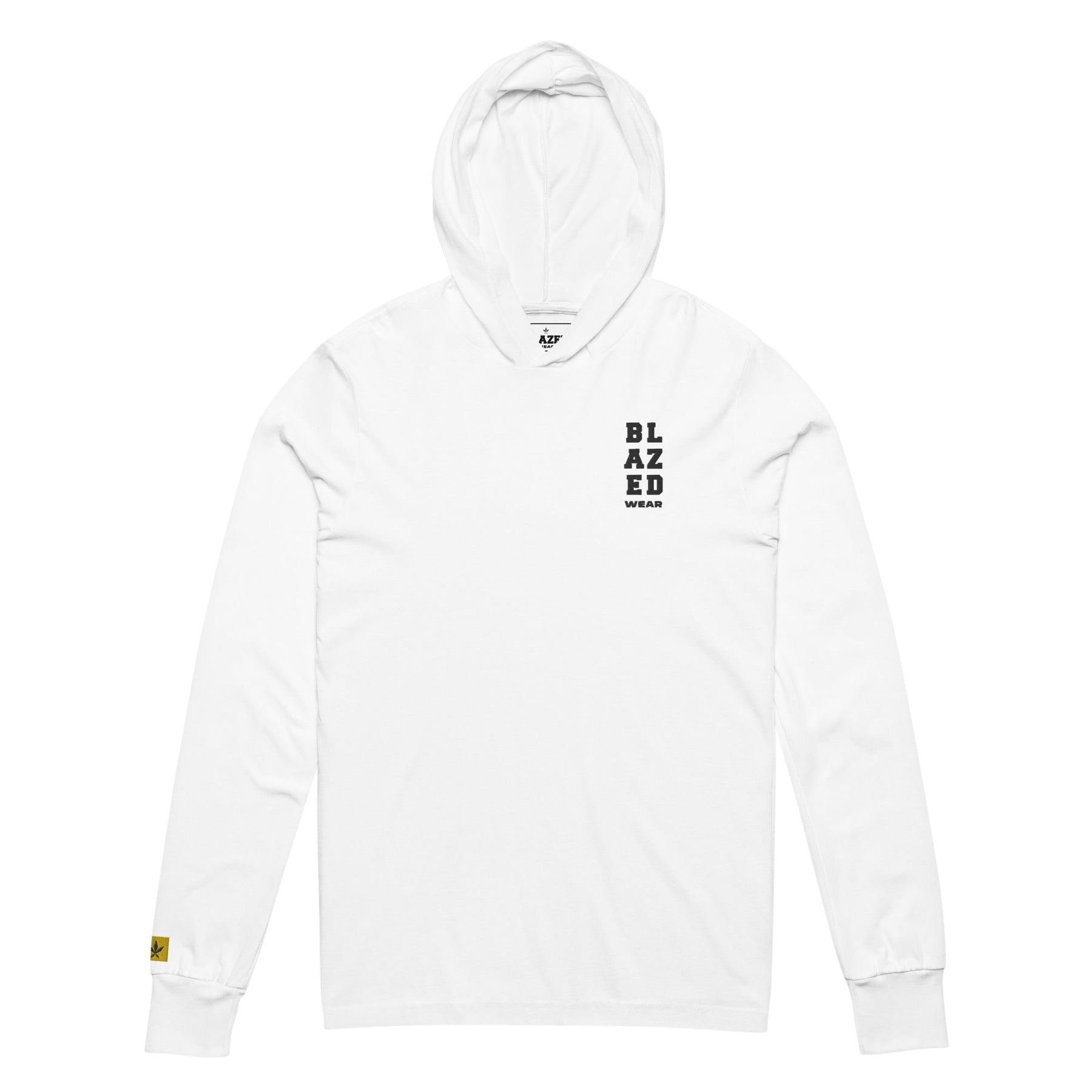 Embroidered Tower Logo Hooded Long Sleeve Tee - White - Blazed Wear