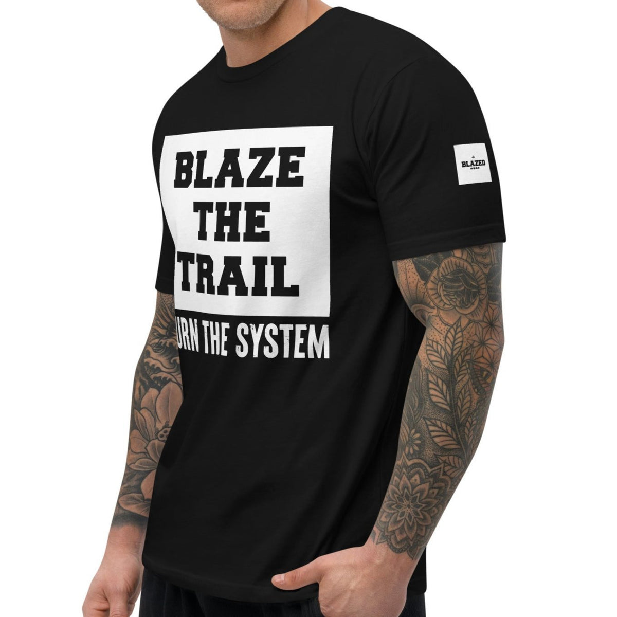 Blaze the Trail, Burn the System Tee - Black - Blazed Wear